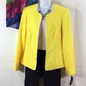 John Meyer sunshine yellow zip front jacket blazer 12 NWT